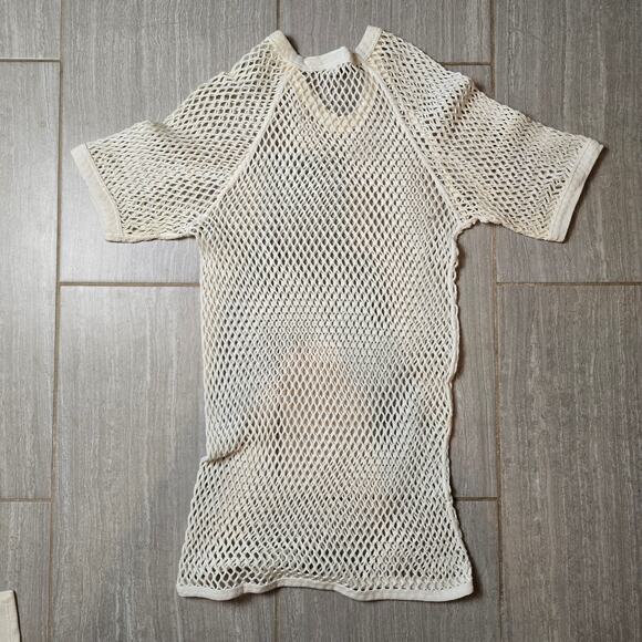 Vtg LL Bean Men’s Fisherman Sailor Top/Bottom Net Mesh Set Cream Coverup M/L - Picture 5 of 8